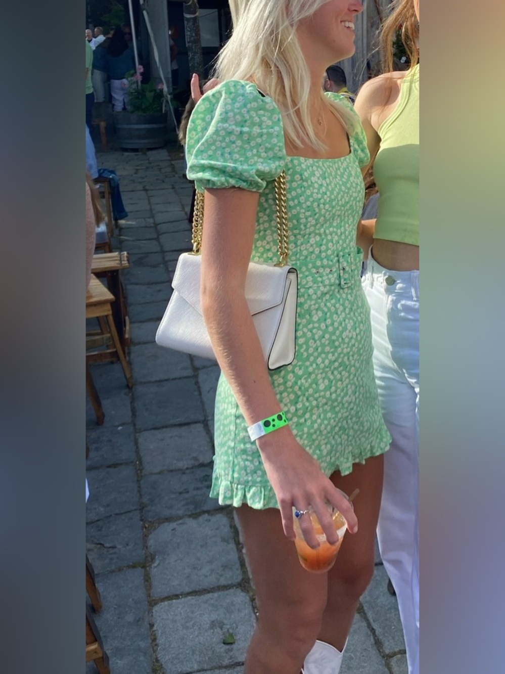 Zara Mint Green Floral Mini Dress with Belt